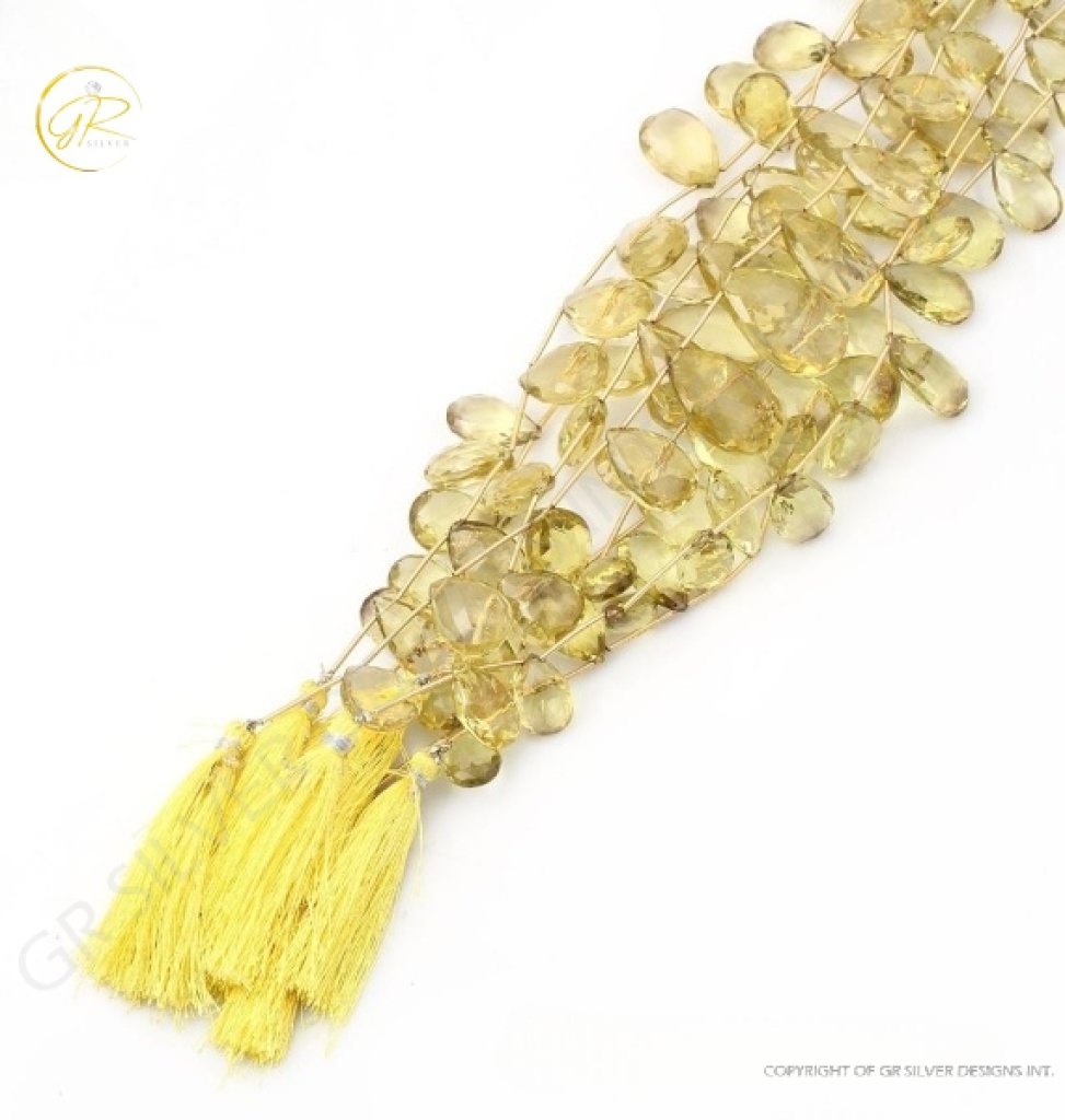 Lemon Quartz Pear Shape Gemstone Beads 16-30mm Approx 8 Strands