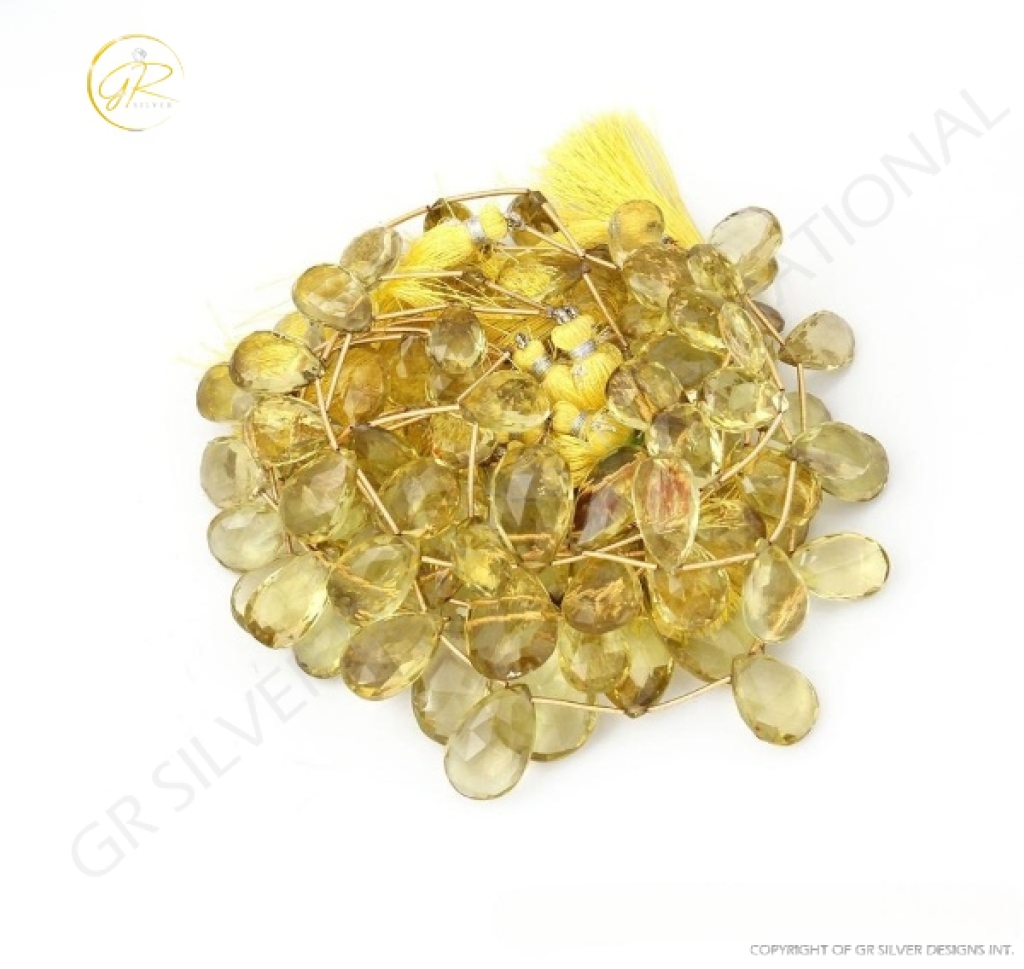 Lemon Quartz Pear Shape Gemstone Beads 16-30mm Approx 8 Strands