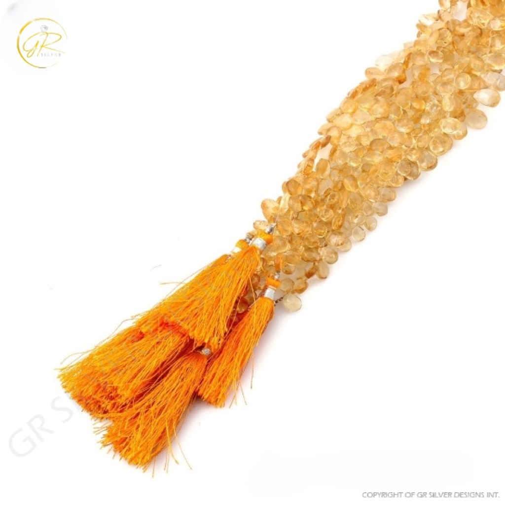 Citrine Beads, Natural Citrine Pear Shape Gemstone Beads 6.5-11mm Approx 8 Strands