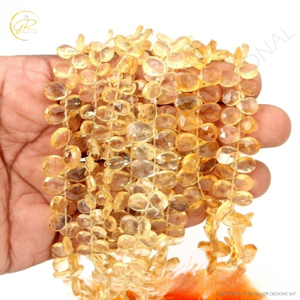 Citrine Beads, Natural Citrine Pear Shape Gemstone Beads 6.5-11mm Approx 8 Strands