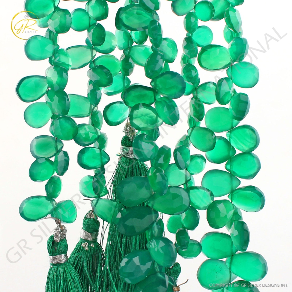 Wholesale Faceted Green Onyx Handmade 6 Strands Beads 8 Inch