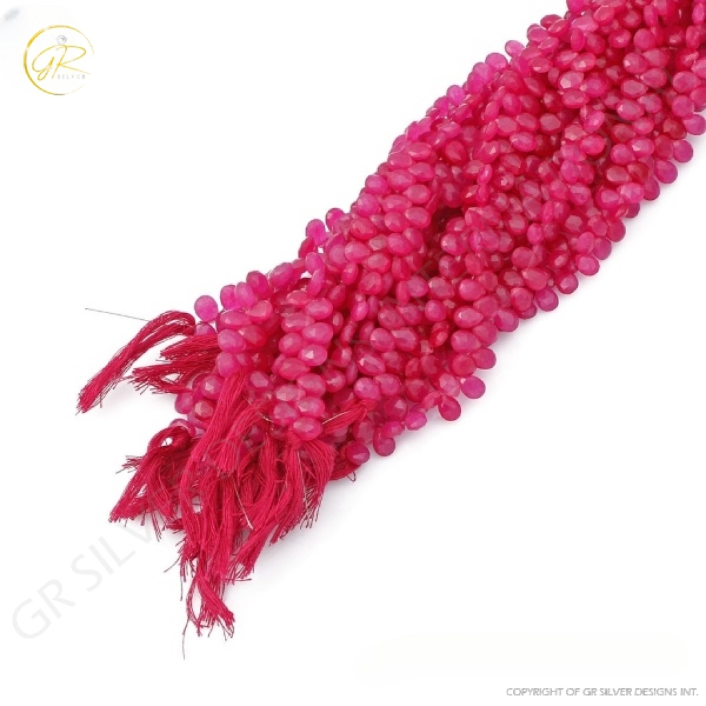 Pink Quartz Beads, Pink Quartz Pear Shape Gemstone Beads 7.5-8mm Approx 18 Strands, Pink Beads, Quartz Beads