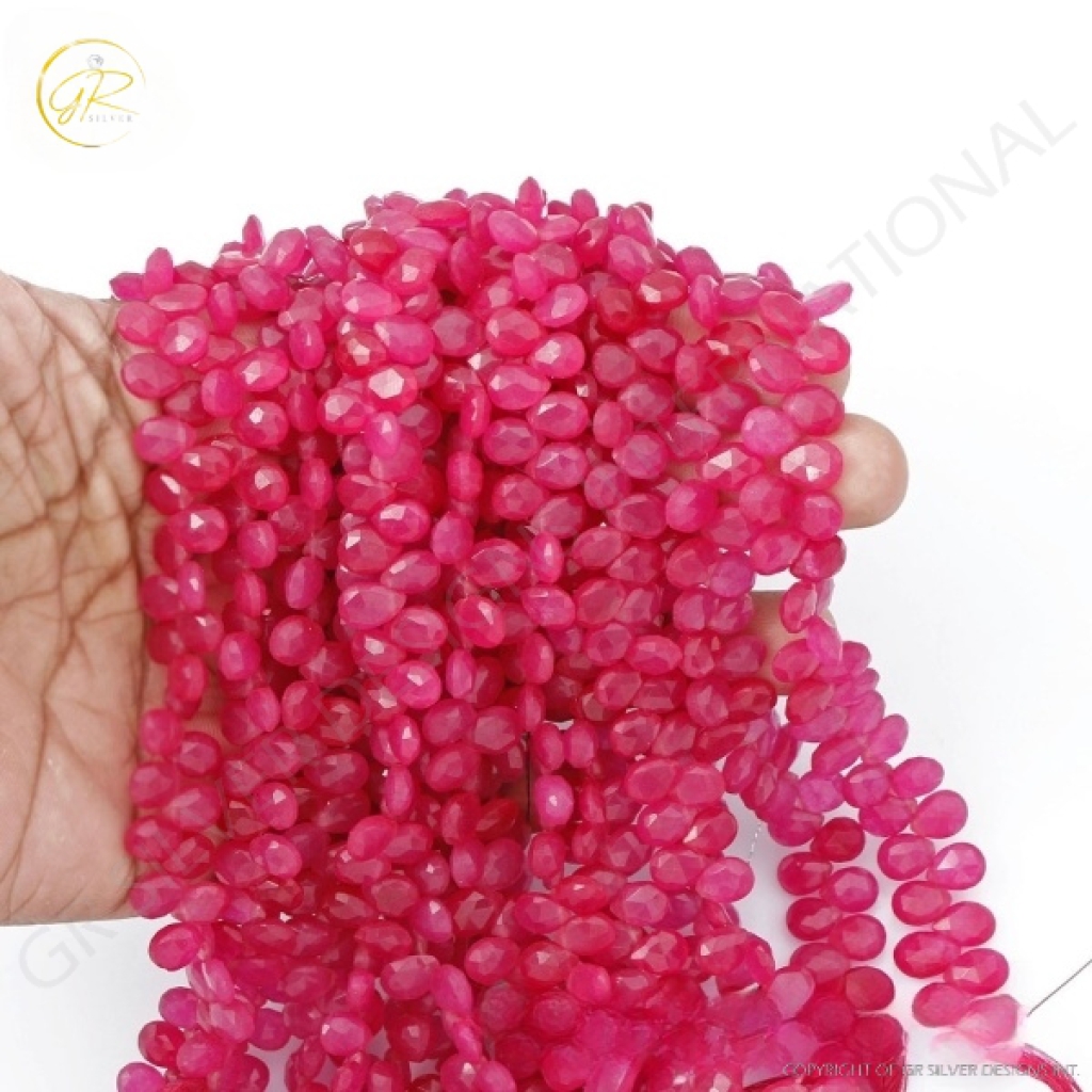 Pink Quartz Beads, Pink Quartz Pear Shape Gemstone Beads 7.5-8mm Approx 18 Strands, Pink Beads, Quartz Beads