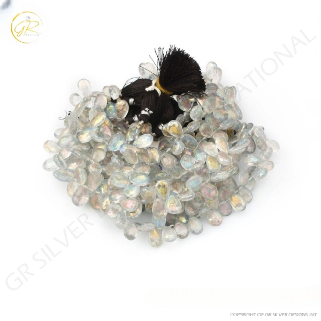 Aura Quartz Pear Shape Beads, Aura Quartz Gemstone Beads 11-14mm Pear Shape 7 Strands, Quartz Beads, Gemstone Beads