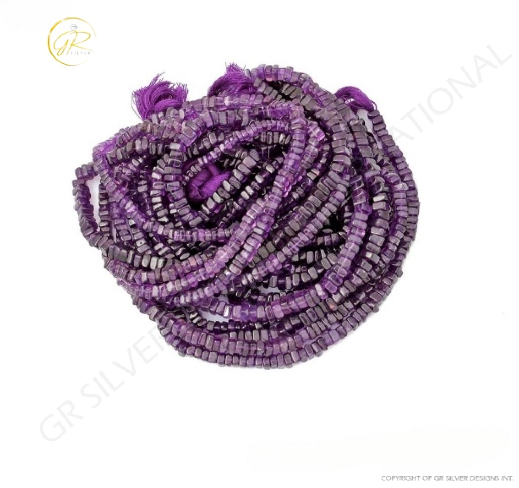 Amethyst Beads, Amethyst Gemstone Heishi Shape Beads 5mm Approx, Heishi Beads