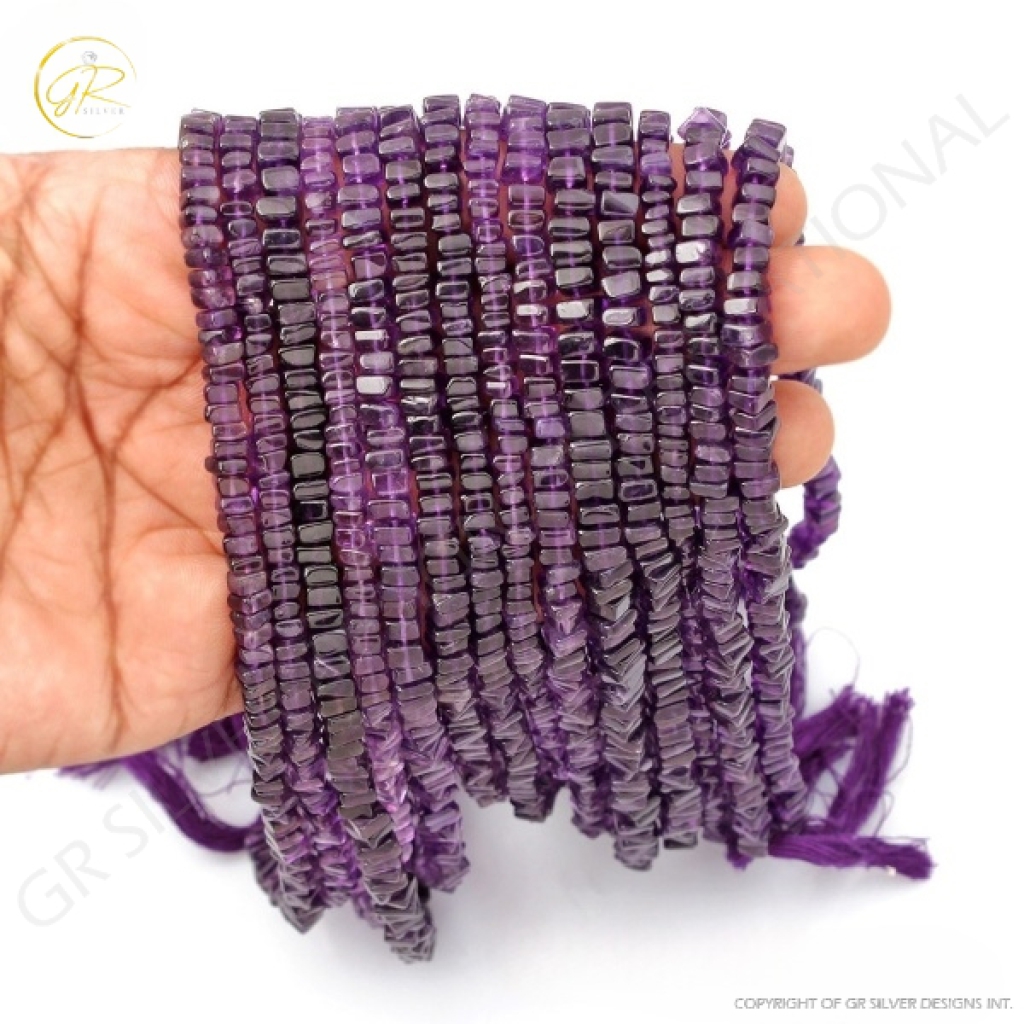 Amethyst Beads, Amethyst Gemstone Heishi Shape Beads 5mm Approx, Heishi Beads