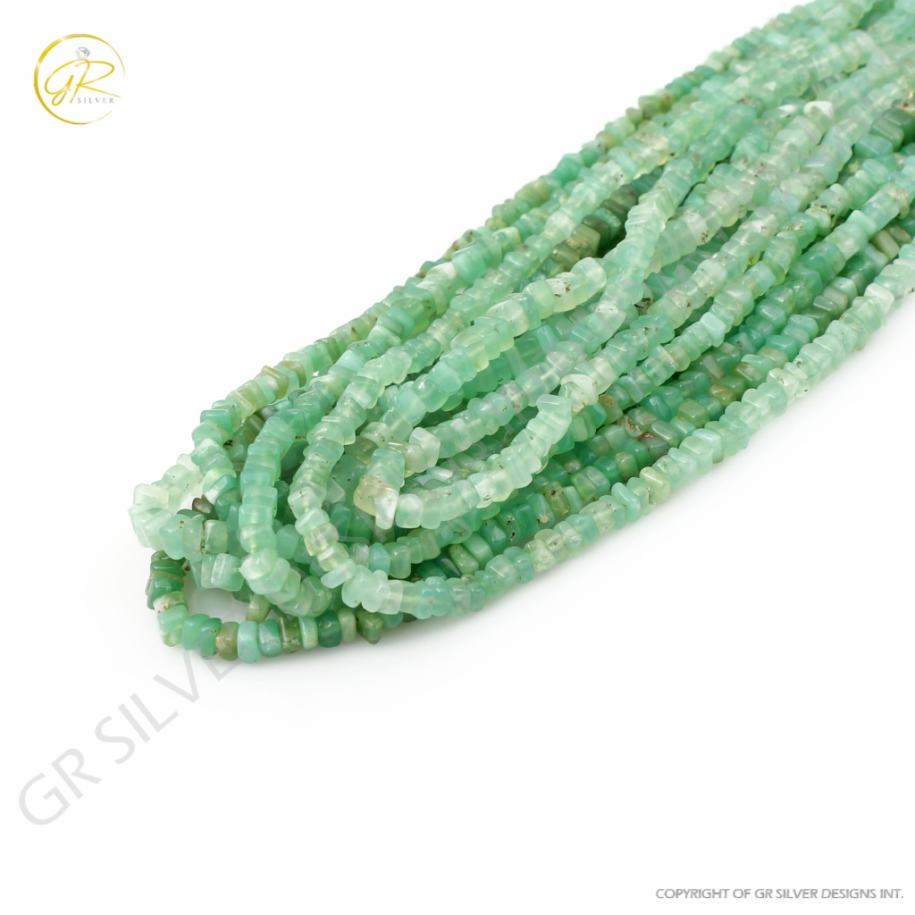 Chrysoprase Beads, Natural Chrysoprase Gemstone Heishi Beads Square Shape 3.5-4mm