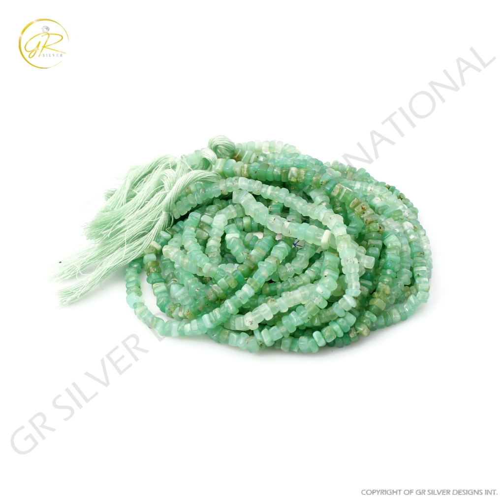 Chrysoprase Beads, Natural Chrysoprase Gemstone Heishi Beads Square Shape 3.5-4mm