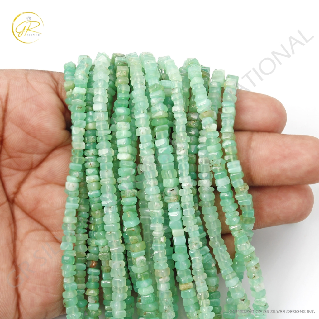 Chrysoprase Beads, Natural Chrysoprase Gemstone Heishi Beads Square Shape 3.5-4mm