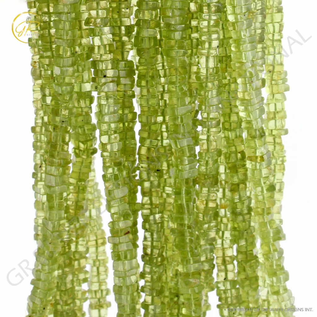 Top Quality Peridot Handmade Square Gemstone Beads For Jewelry