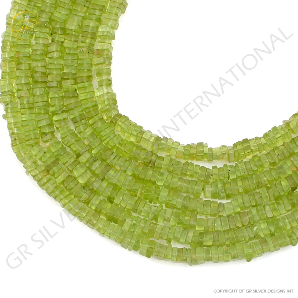 Top Quality Peridot Handmade Square Gemstone Beads For Jewelry