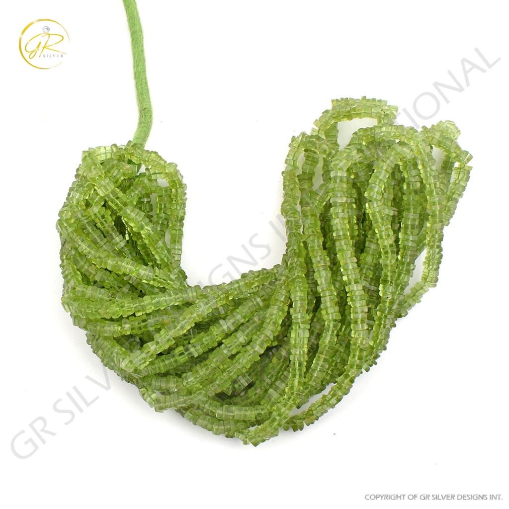 Top Quality Peridot Handmade Square Gemstone Beads For Jewelry