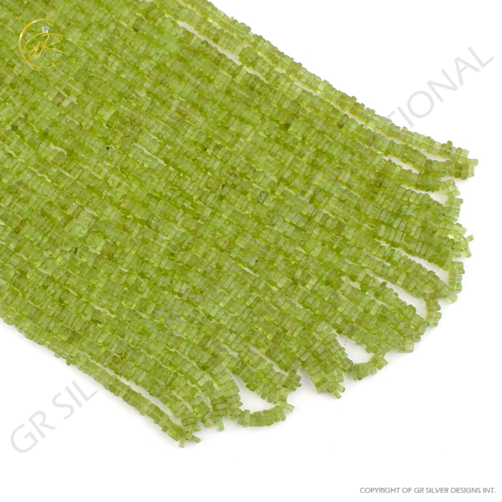 Top Quality Peridot Handmade Square Gemstone Beads For Jewelry