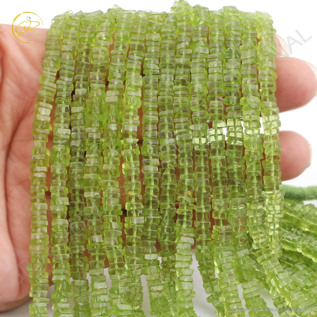 Top Quality Peridot Handmade Square Gemstone Beads For Jewelry