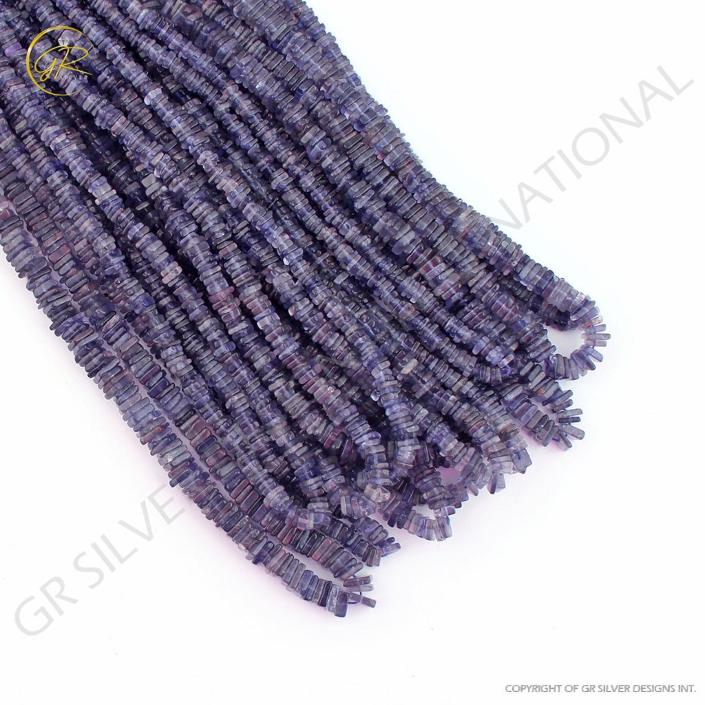 Natural Iolite 4-6mm Square Shape Smooth Gemstone Beads