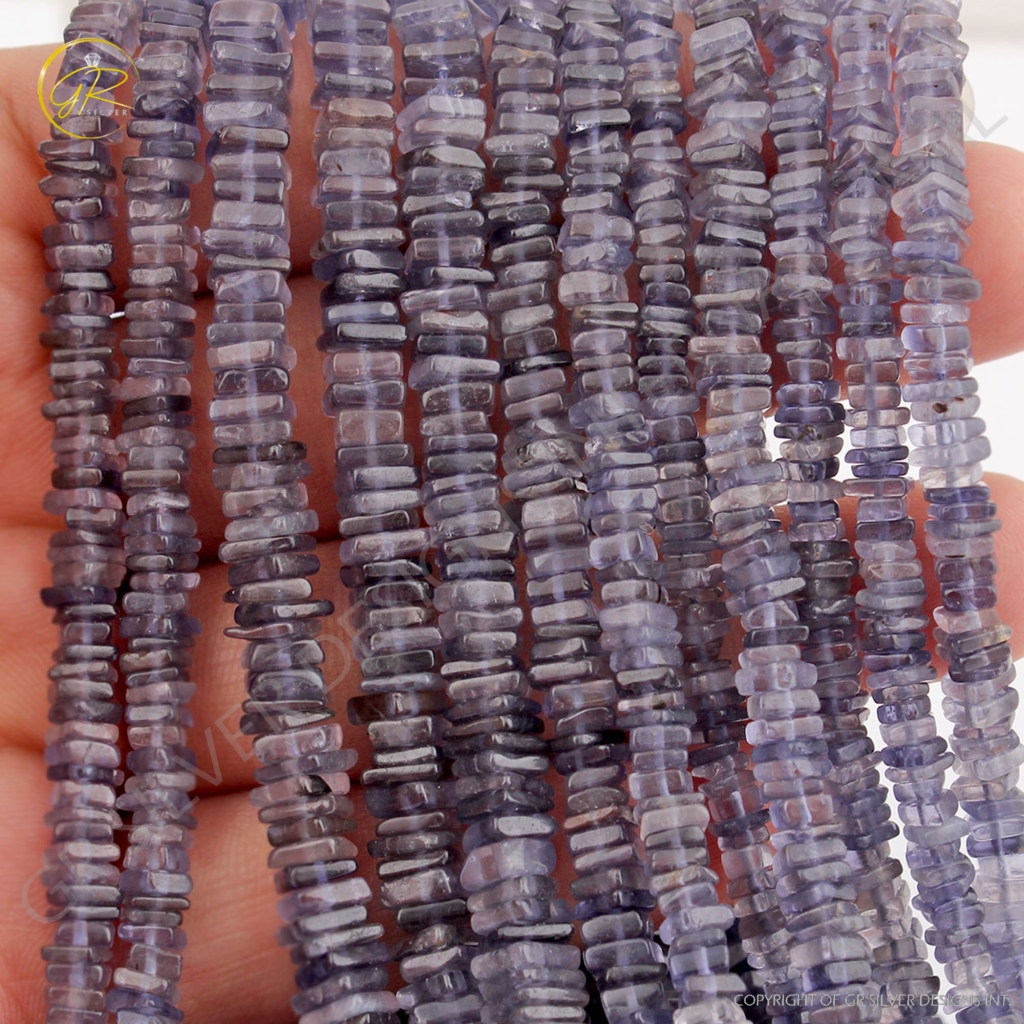 Natural Iolite 4-6mm Square Shape Smooth Gemstone Beads