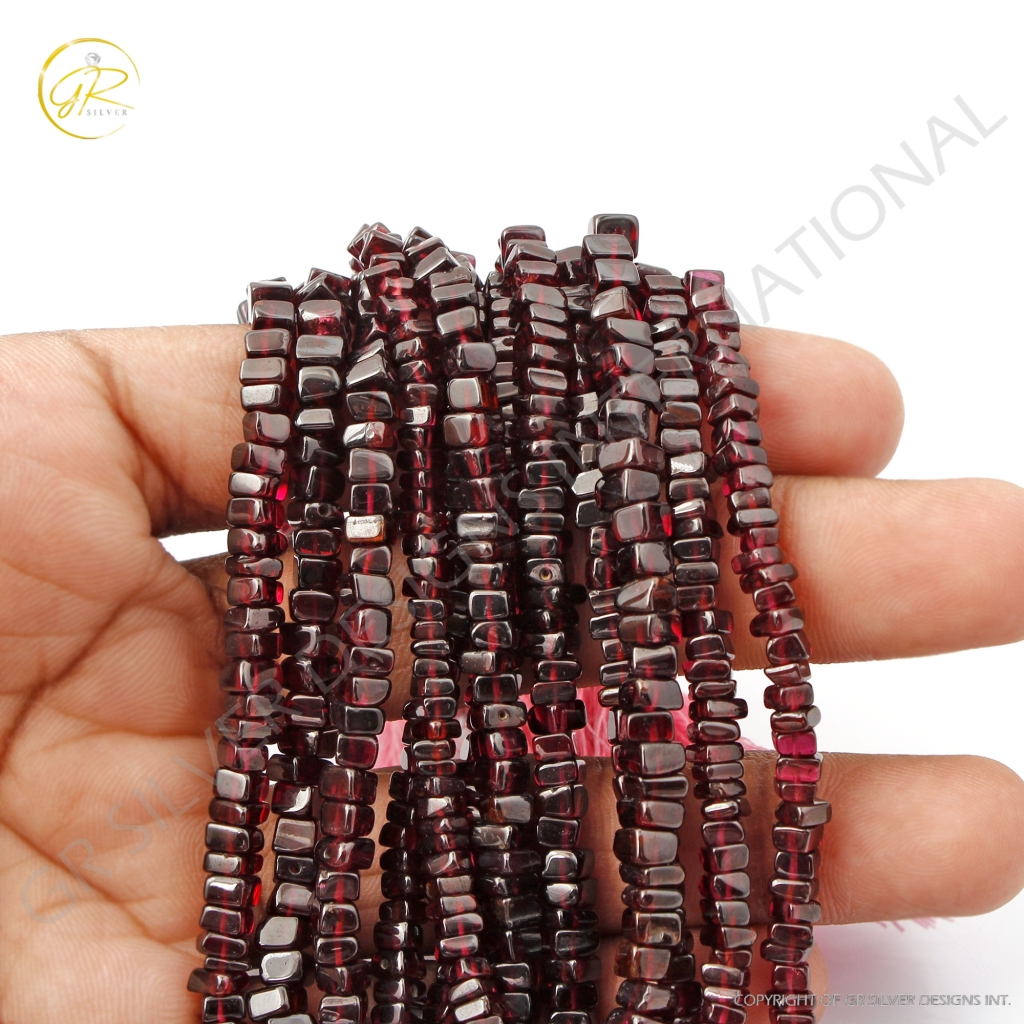 Garnet Beads, Rhodolite Garnet Gemstone Heishi Beads Square Shape 4-5mm Approx