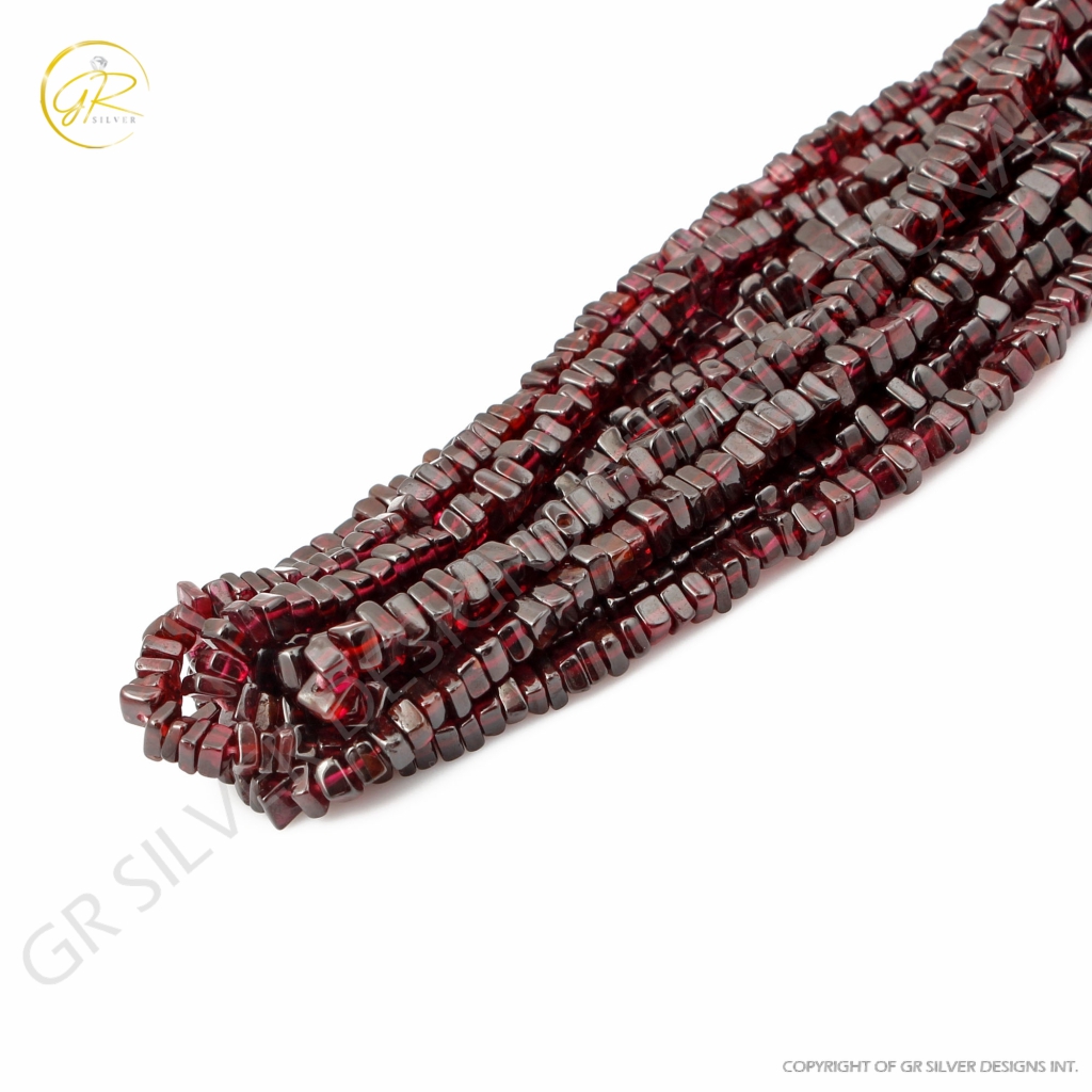 Garnet Beads, Rhodolite Garnet Gemstone Heishi Beads Square Shape 4-5mm Approx