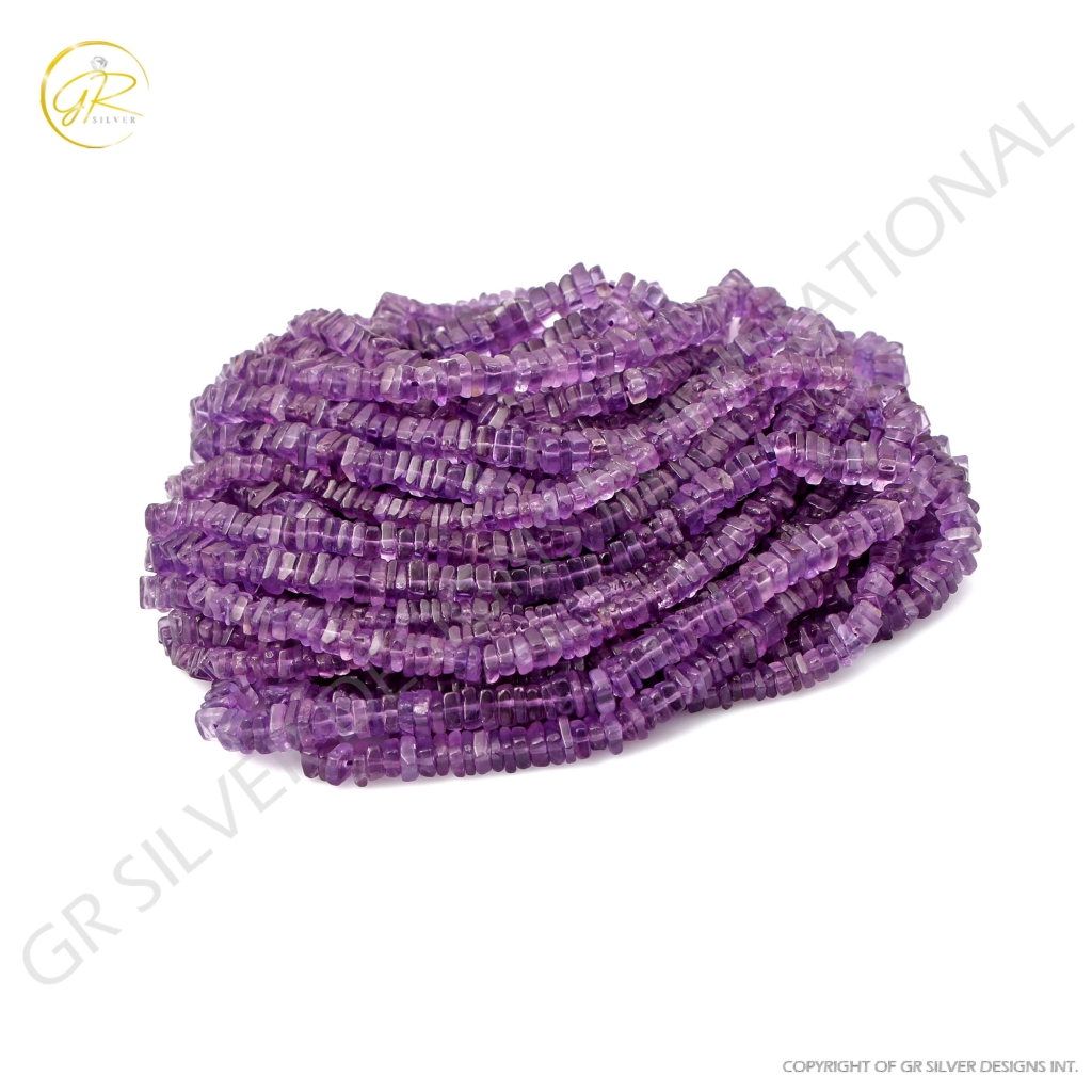 Amethyst Beads, Natural Amethyst Gemstone Heishi Beads Jewelry Square shape 4-5mm Approx