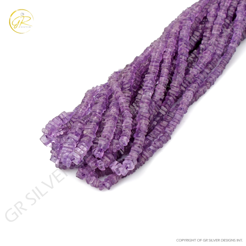 Amethyst Beads, Natural Amethyst Gemstone Heishi Beads Jewelry Square shape 4-5mm Approx