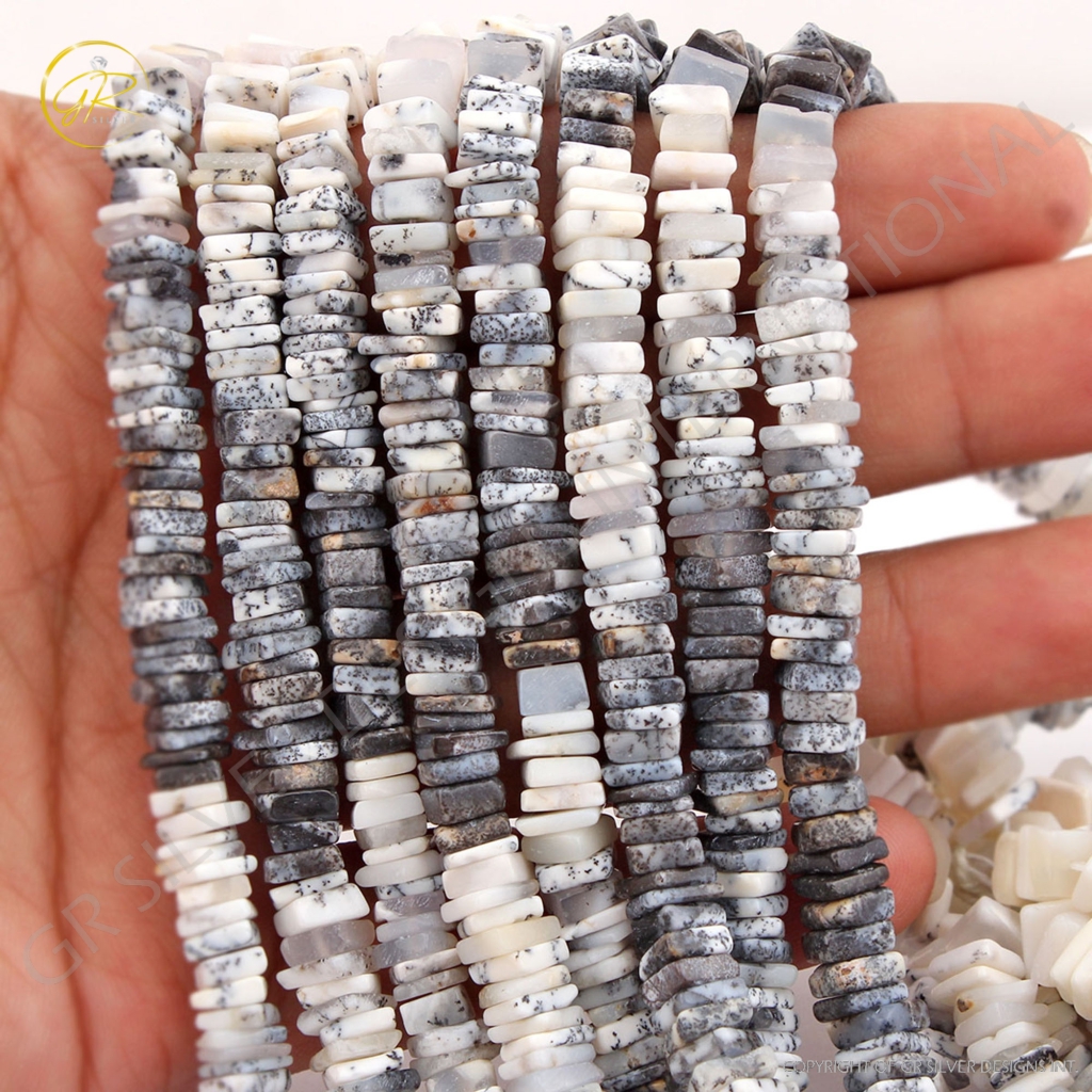 Natural Dendrite Opal Square Gemstone Beads For Jewelry Making