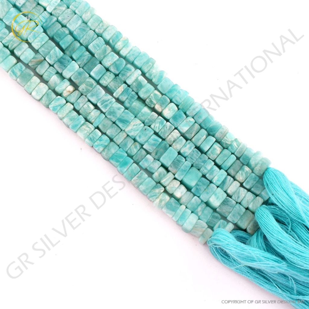 High Quality Amazonite 5-6mm Square Gemstone Handmade Beads