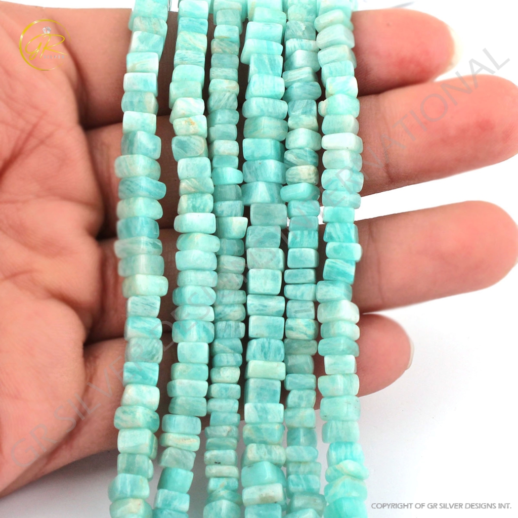 High Quality Amazonite 5-6mm Square Gemstone Handmade Beads