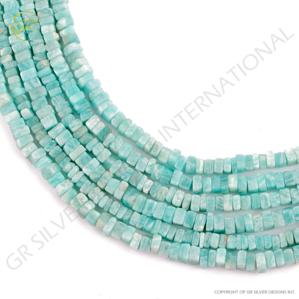 High Quality Amazonite 5-6mm Square Gemstone Handmade Beads