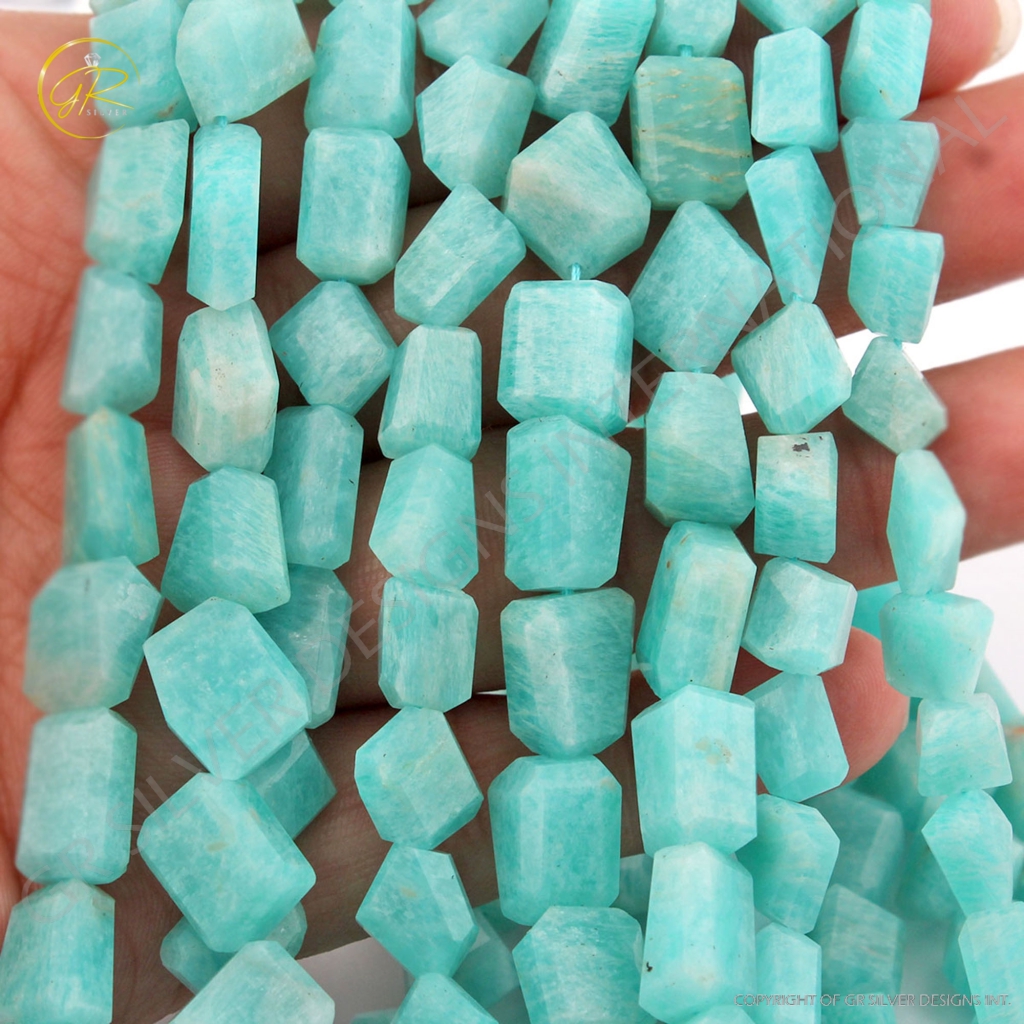 Faceted Amazonite Mix Tumble Shape 10 Inches Gemstone Beads