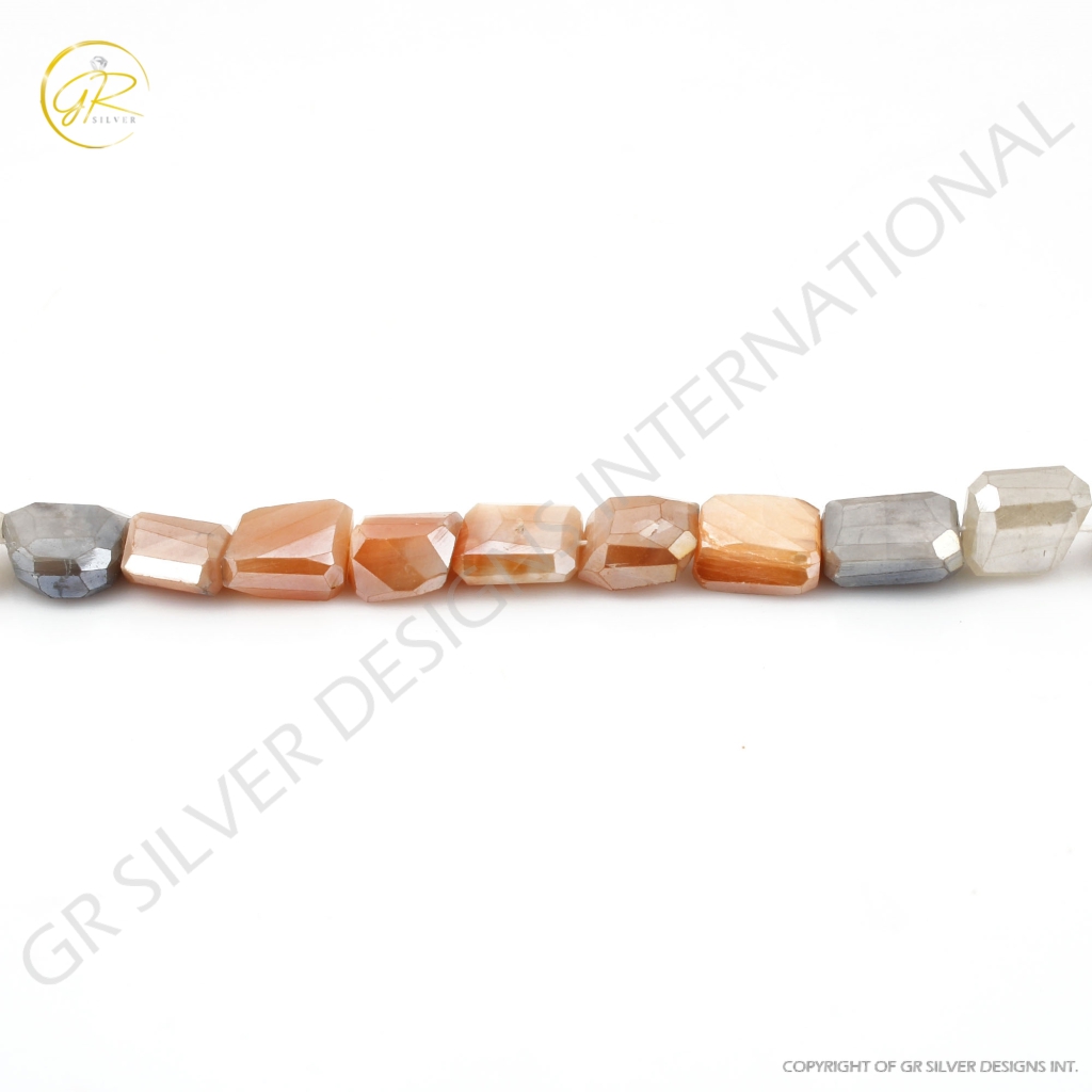 Moonstone Beads, Natural Multi Moonstone Faceted Tumbles Shape 12-22mm Handmade Gemstone Beads