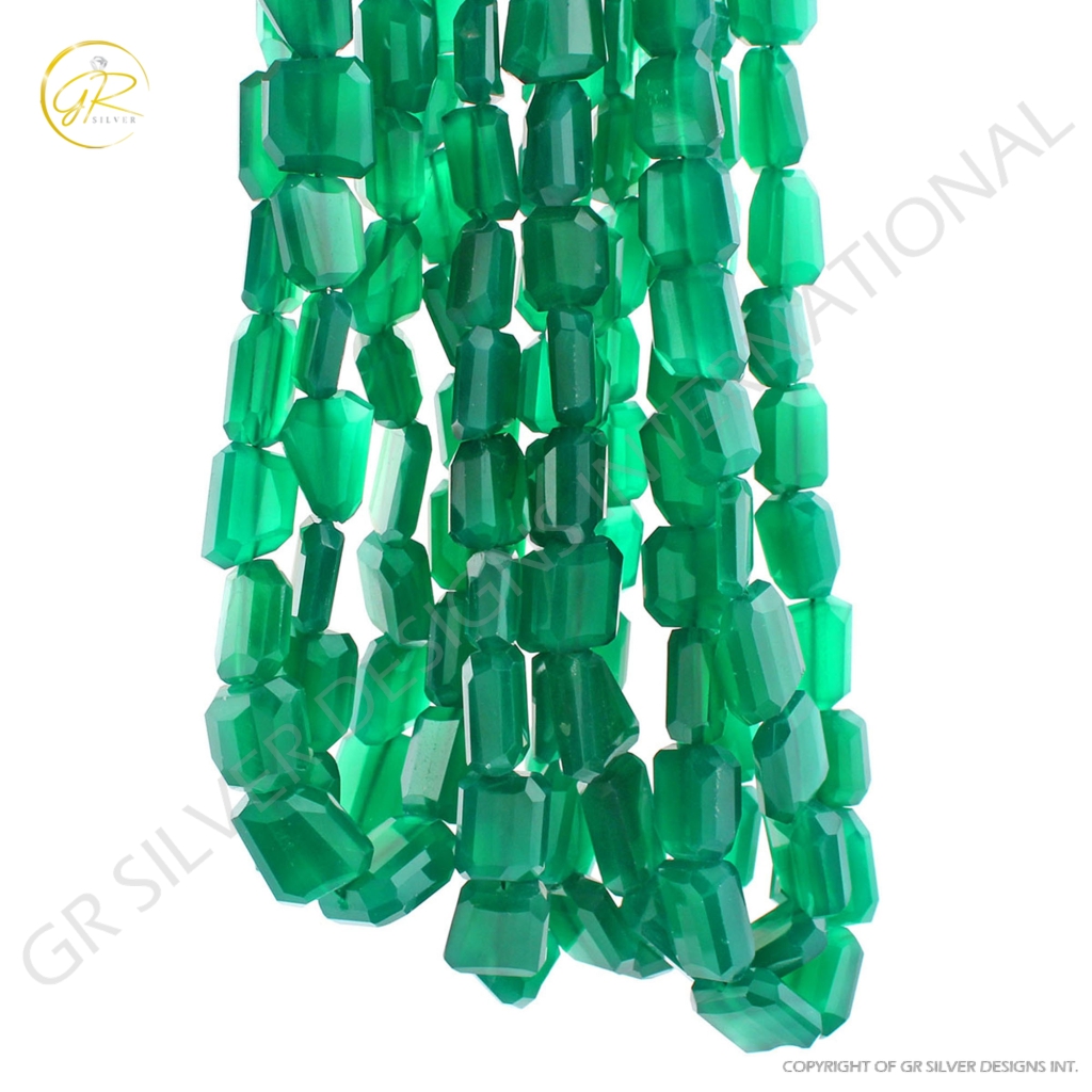 Green Onyx Faceted Tumble Handmade Beads For Jewelry Making