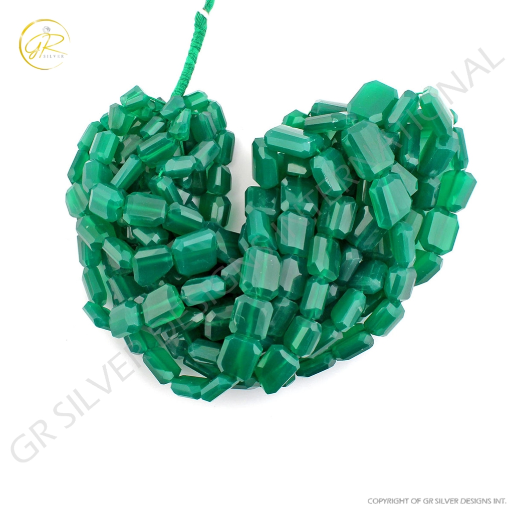 Green Onyx Faceted Tumble Handmade Beads For Jewelry Making