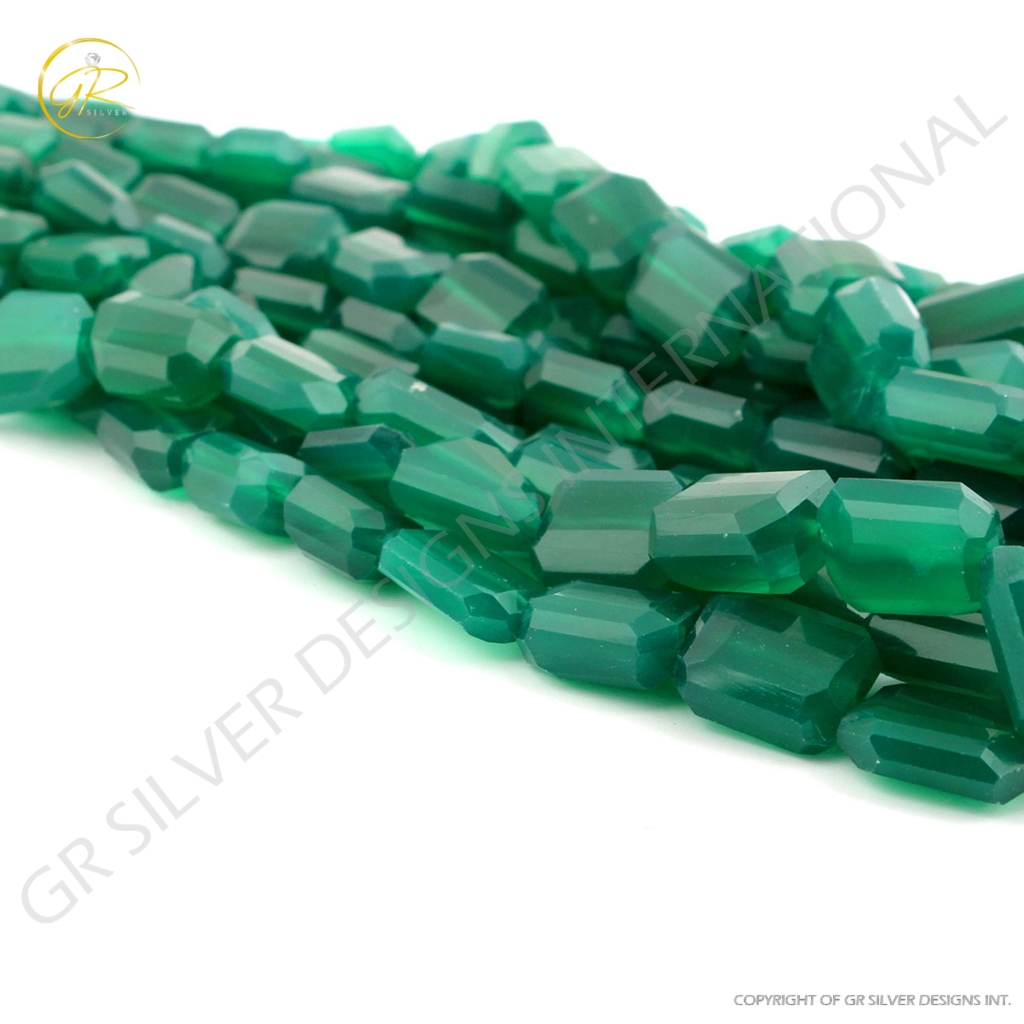 Green Onyx Faceted Tumble Handmade Beads For Jewelry Making