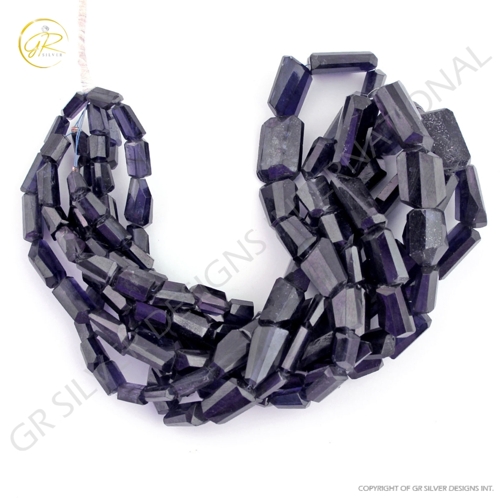 Natural Iolite Faceted Tumbles Gemstone 4 Strands Beads