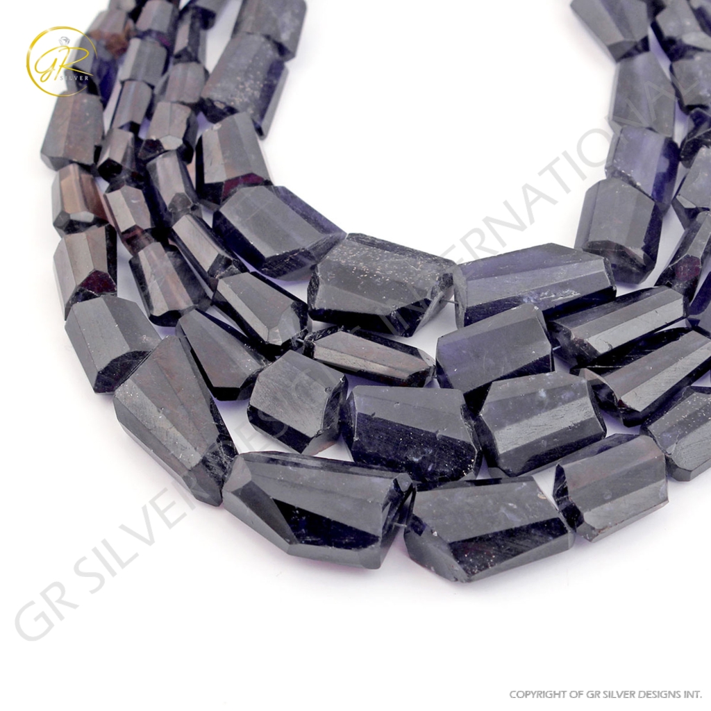 Natural Iolite Faceted Tumbles Gemstone 4 Strands Beads