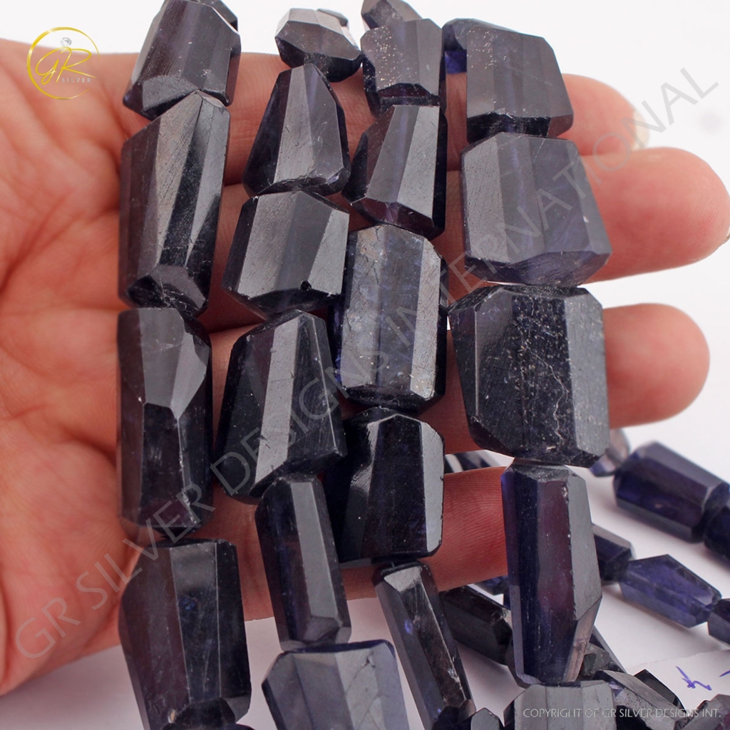 Natural Iolite Faceted Tumbles Gemstone 4 Strands Beads