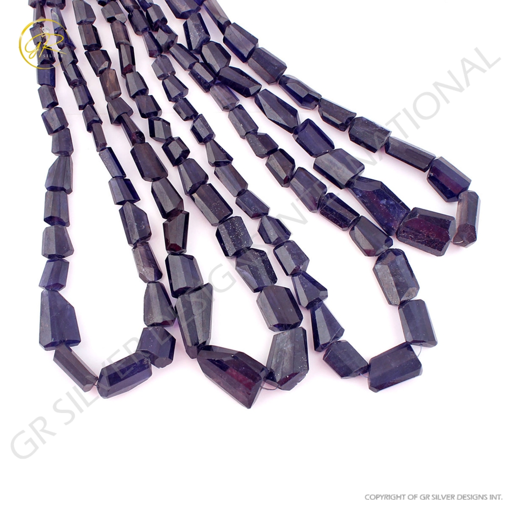 Natural Iolite Faceted Tumbles Gemstone 4 Strands Beads