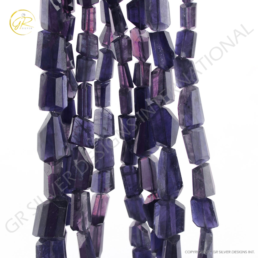 Natural Iolite Faceted Tumbles Gemstone 4 Strands Beads