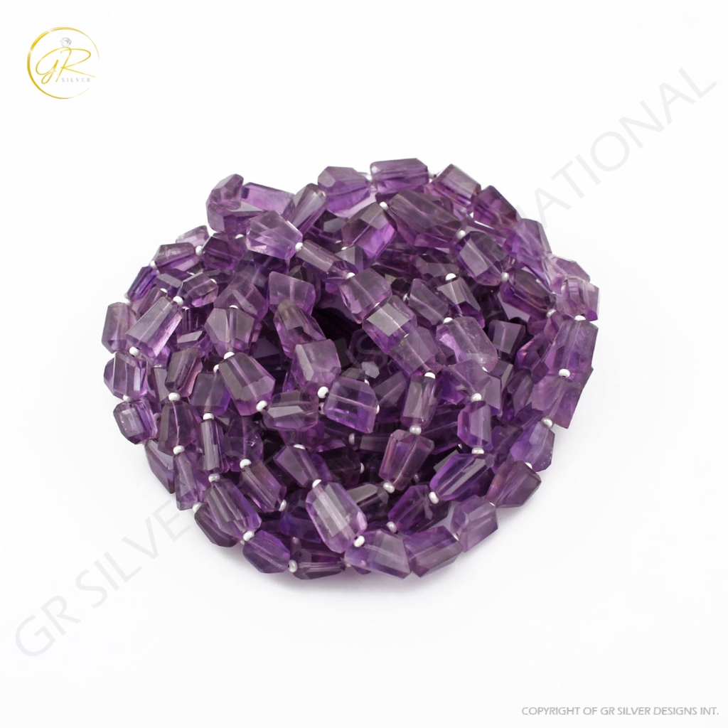 Natural Amethyst handmade faceted Tumbles shape Gemstone Beads 7-15mm 867Carats