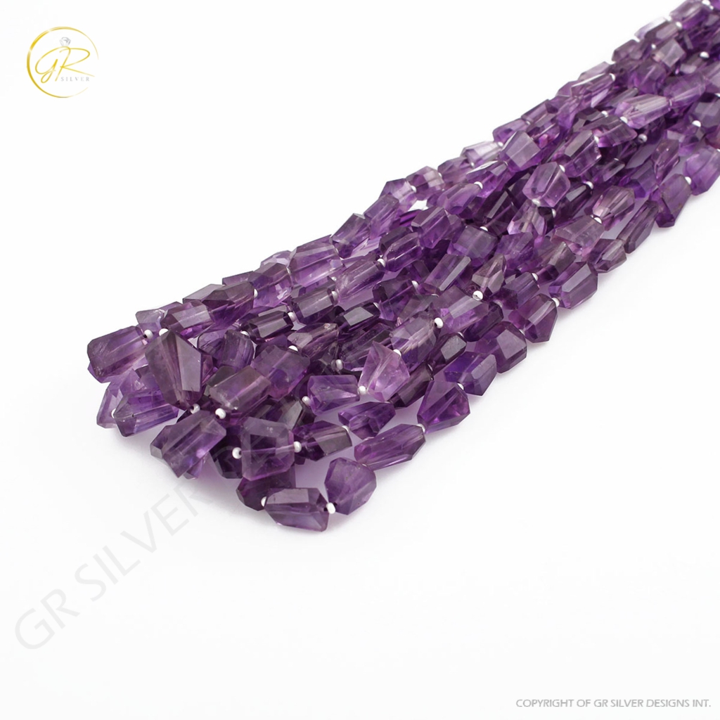 Natural Amethyst handmade faceted Tumbles shape Gemstone Beads 7-15mm 867Carats