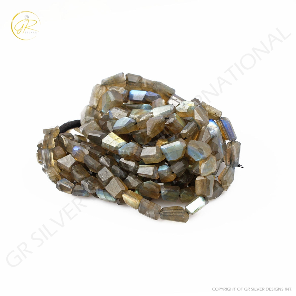 Natural Labradorite faceted Tumbles shape Beads 8-16mm 5 Lines