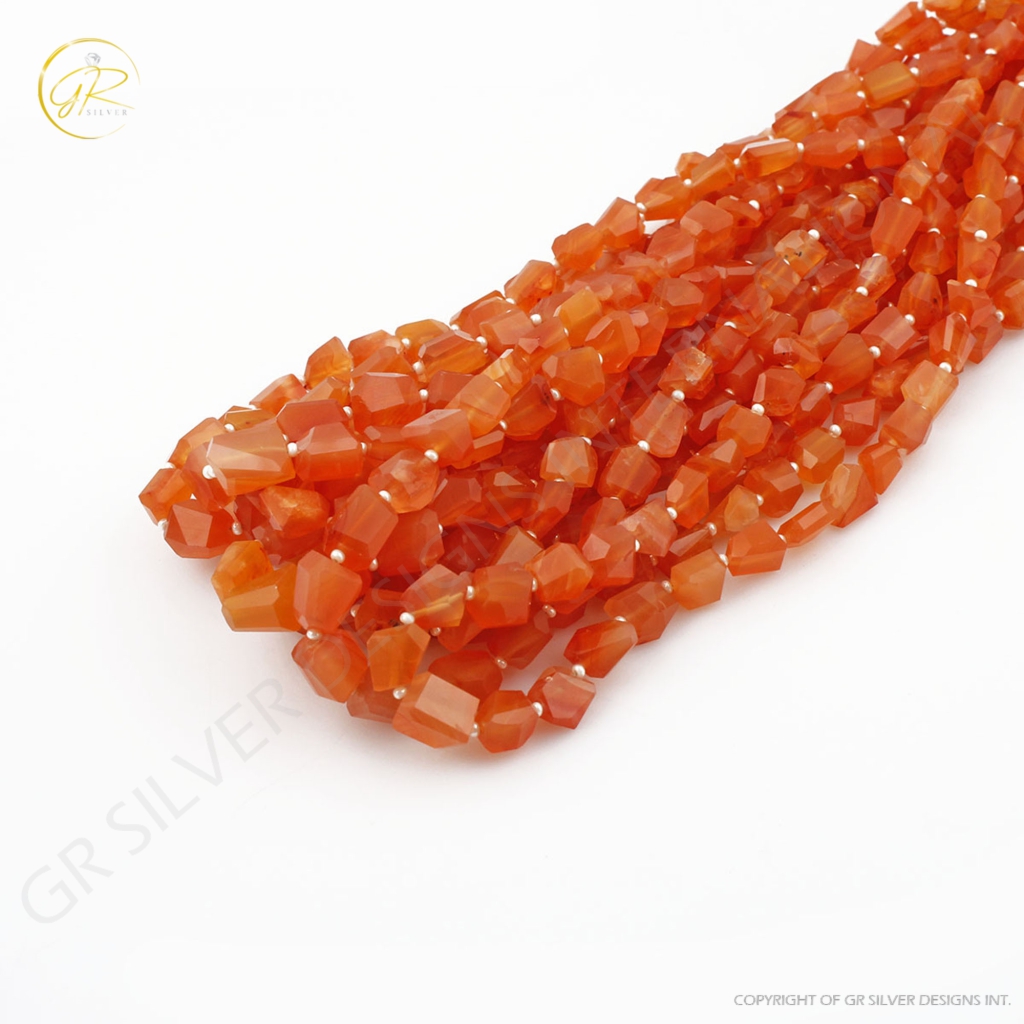 Natural Carnelian Handmade 6-12mm Faceted Tumbles Gemstone Beads Jewelry, Orange Carnelian Beads