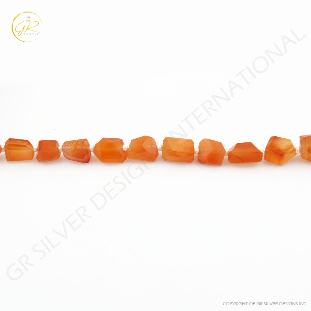 Natural Carnelian Handmade 6-12mm Faceted Tumbles Gemstone Beads Jewelry, Orange Carnelian Beads