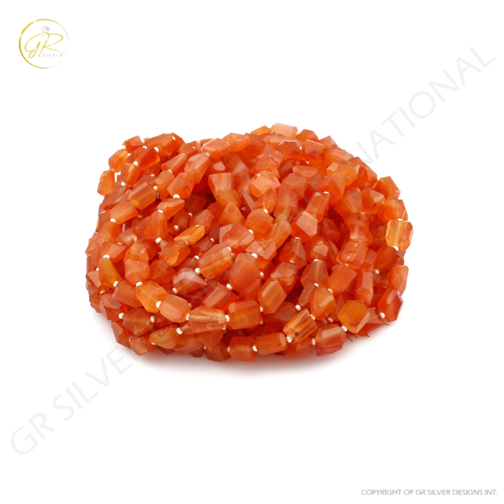 Natural Carnelian Handmade 6-12mm Faceted Tumbles Gemstone Beads Jewelry, Orange Carnelian Beads