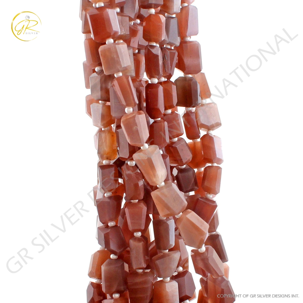 Chocolate Moonstone Handmade Faceted Tumbles 16 Inches Beads