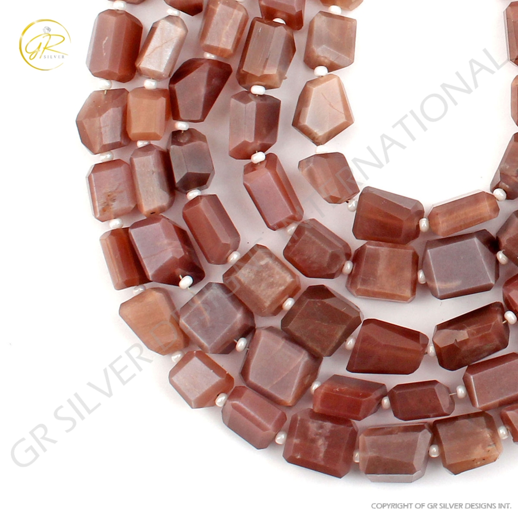 Chocolate Moonstone Handmade Faceted Tumbles 16 Inches Beads