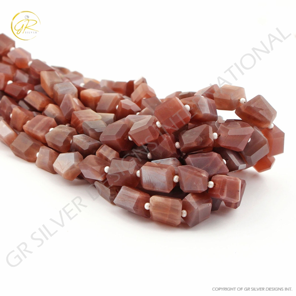 Chocolate Moonstone Handmade Faceted Tumbles 16 Inches Beads