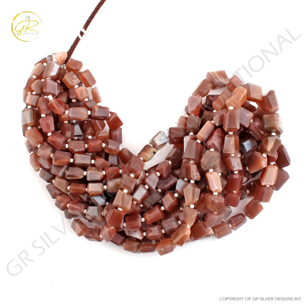 Chocolate Moonstone Handmade Faceted Tumbles 16 Inches Beads