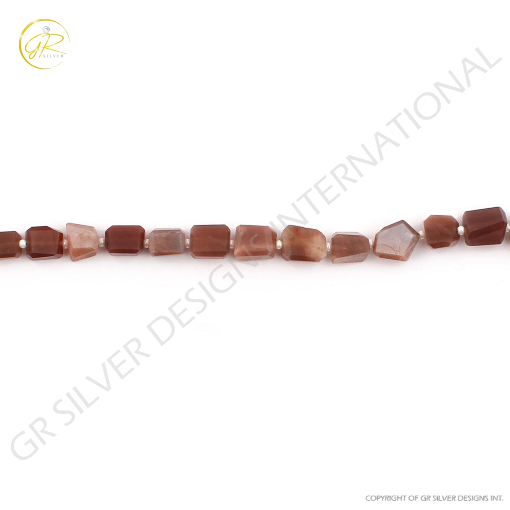 Chocolate Moonstone Handmade Faceted Tumbles 16 Inches Beads