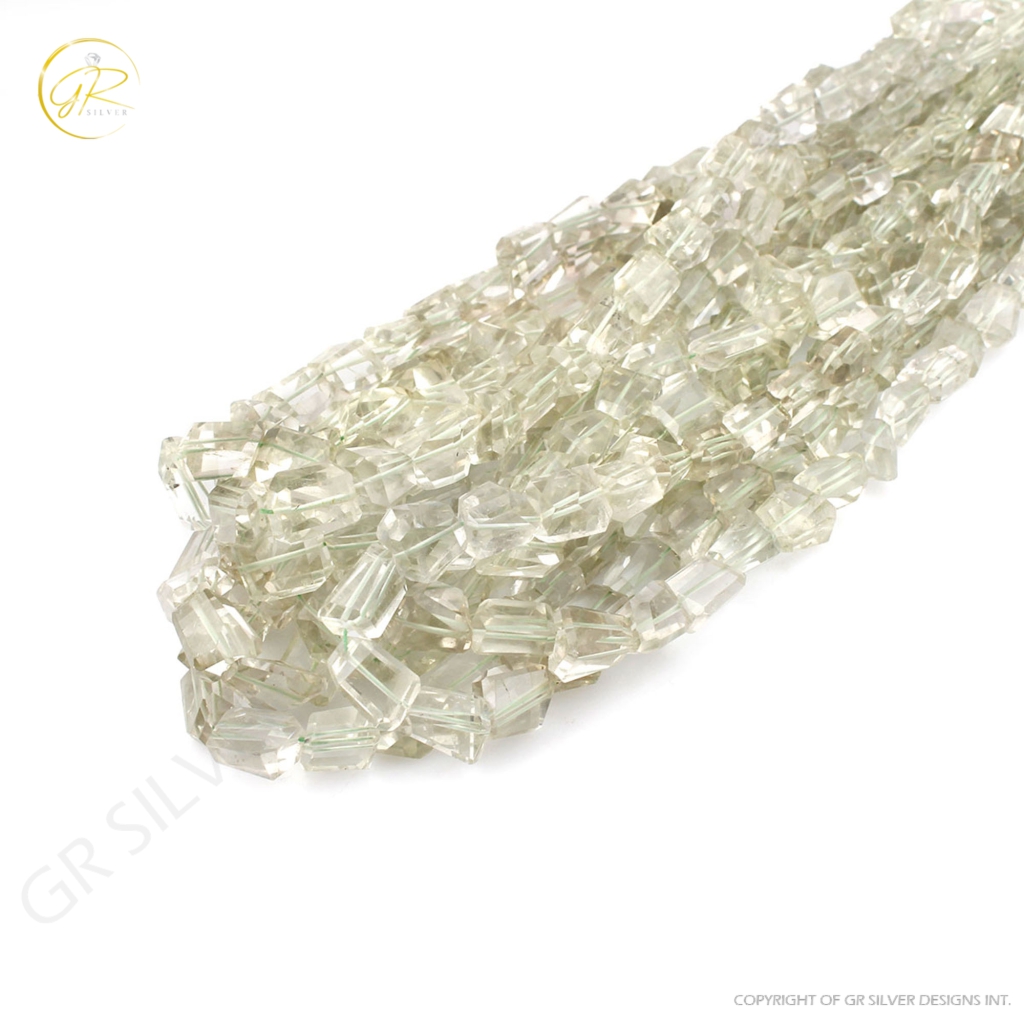 Faceted Green Amethyst Handmade 8-16mm faceted Tumbles shape Gemstone Beads Jewelry, Amethyst Beads